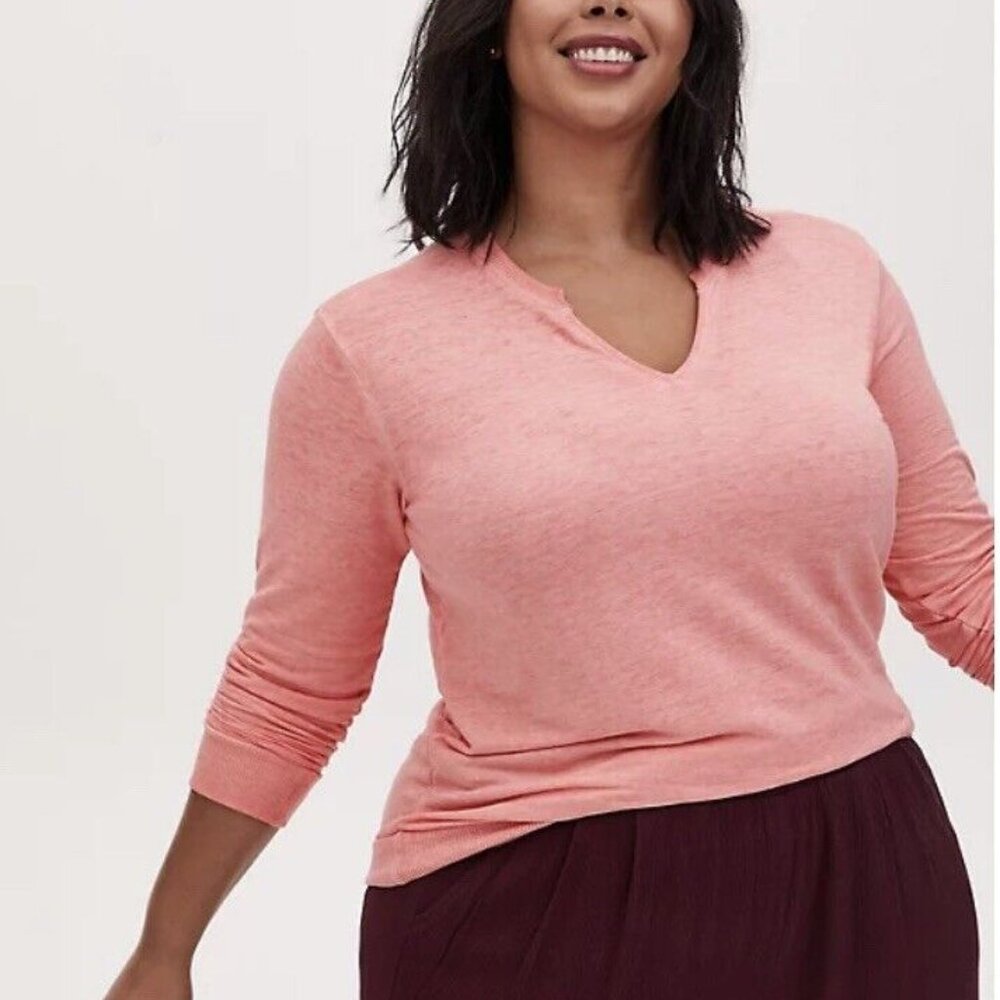 Plus Size 1X Torrid SOFT Comfy Coral Color Burnout Sweatshirt Top Shirt NWOT